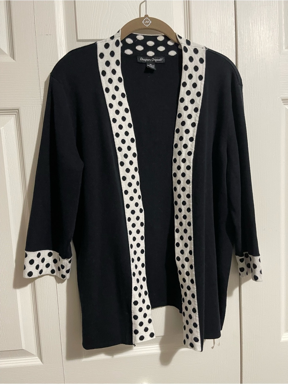 Designers Originals Black Cardigan with White Polka Dot Trim